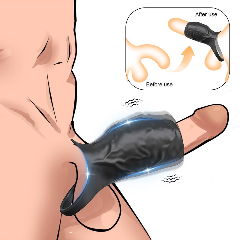 Vibrating Penis Extender Sleeve Cock Ring Vibrator Extension Men Couple Sex Toys