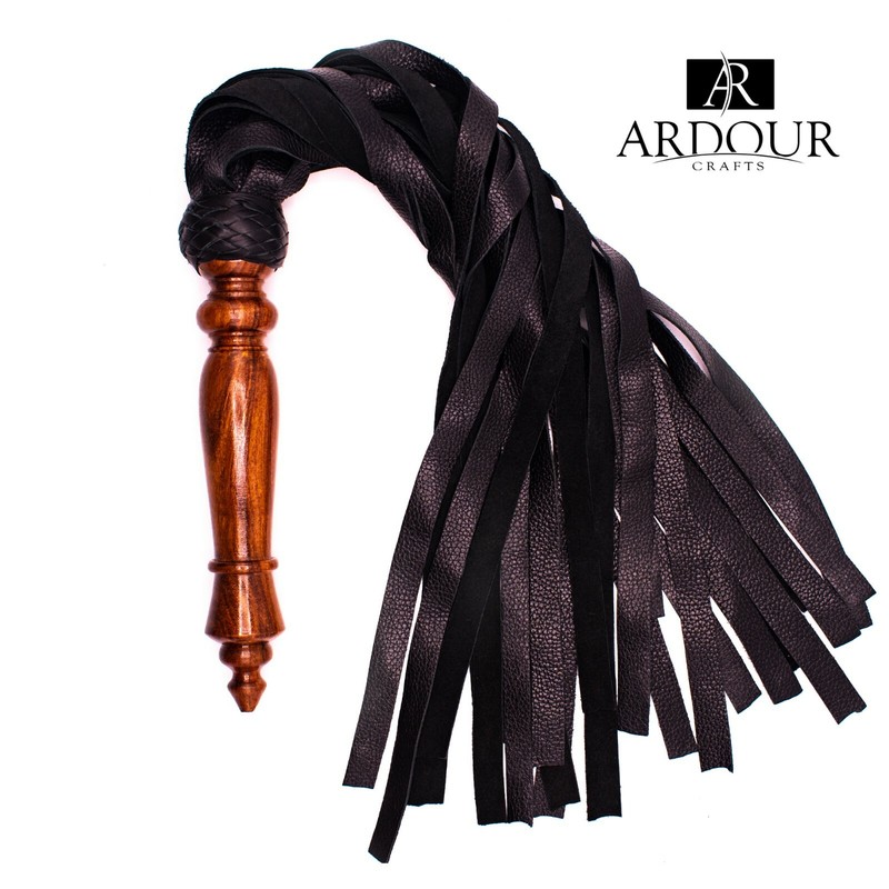 Handcrafted Cowhide Leather Flogger – 25 Tails with Wooden Handle Whip