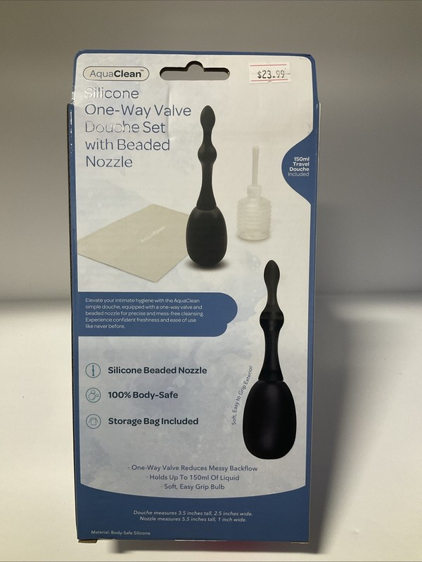 AquaClean Silicone One Way Valve Douche Set With Beaded Nozzle gallery