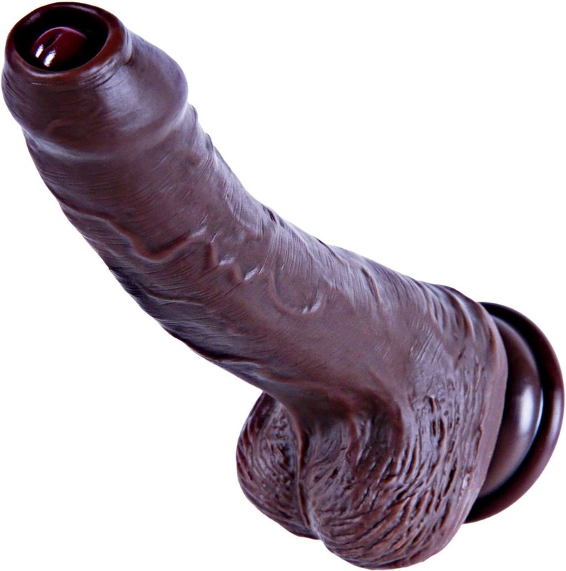 Movable 8 Inch Black Foreskin Dildo Waterproof Silicone Anal Penis for Couples gallery
