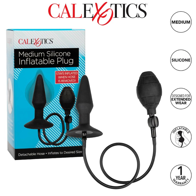 CalExotics Silicone Inflatable Plug Anal Stimulator Inflatable Anal Cap Black
