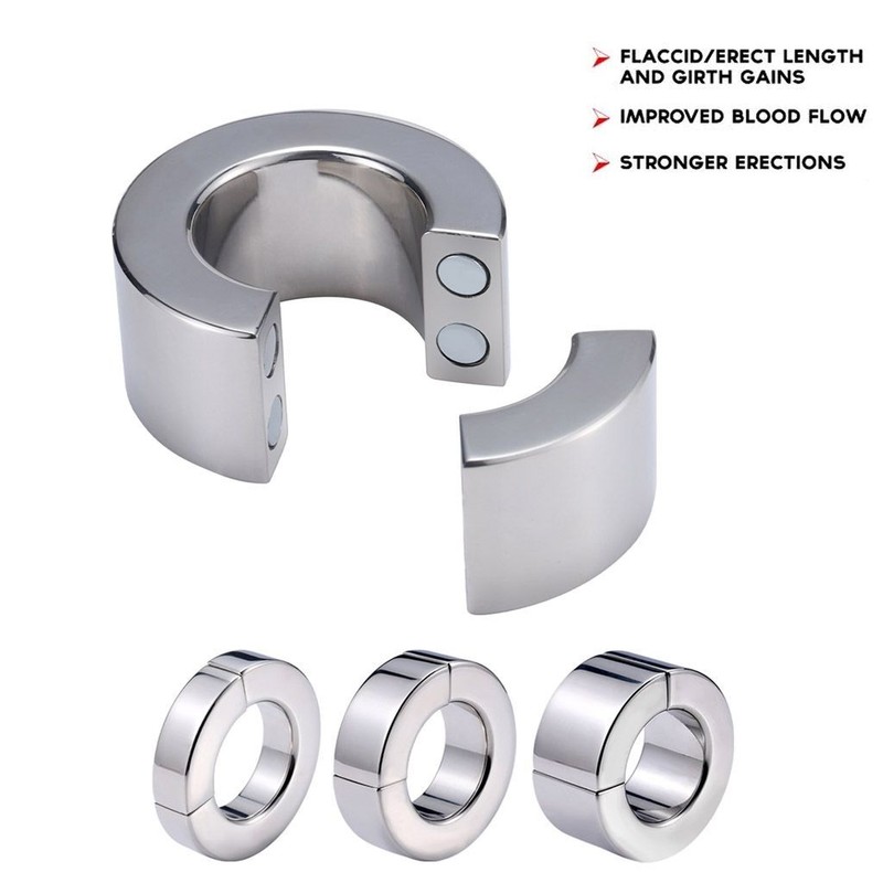 Heavy Duty Magnetic Stainless steel Ball Stretcher Man Enhancer Chastity Ring US gallery