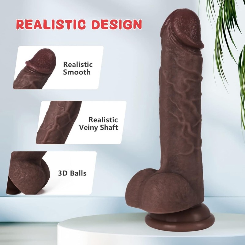 7.8" Realistic Dildo - Liquid Silicone with Strong Suction Cup & Veiny Texture gallery