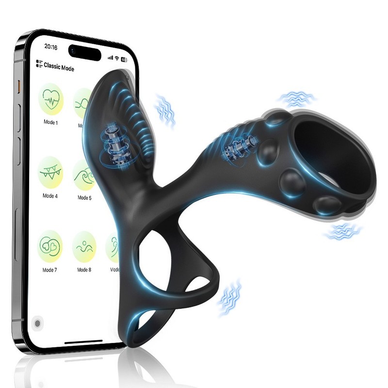 Rechargeable App Control Vibrating Ring Silicone Couples Wellness Massager gallery