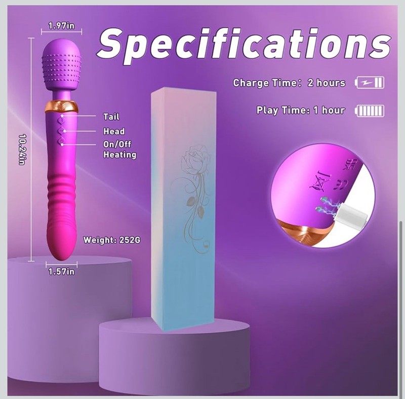 Thrusting Dildo G Spot Vibrator Wand Massager Womens Couples Sex Toys 10+5 Heat gallery