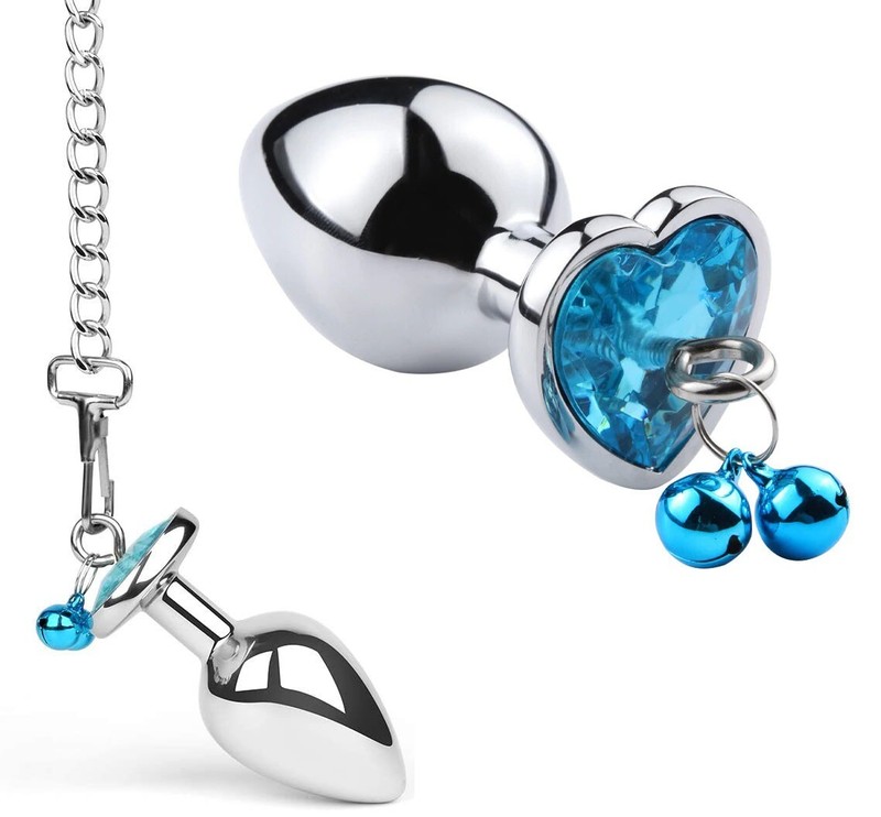 Jewel Metal Butt Plug Bell Traction Chain BDSM Anal Play Sex Toys for Couples