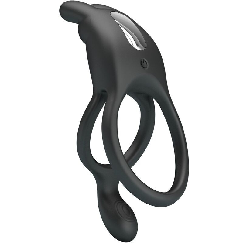 Pretty Love Seth - Black Rabbit Vibrating Double Phallic Ring gallery