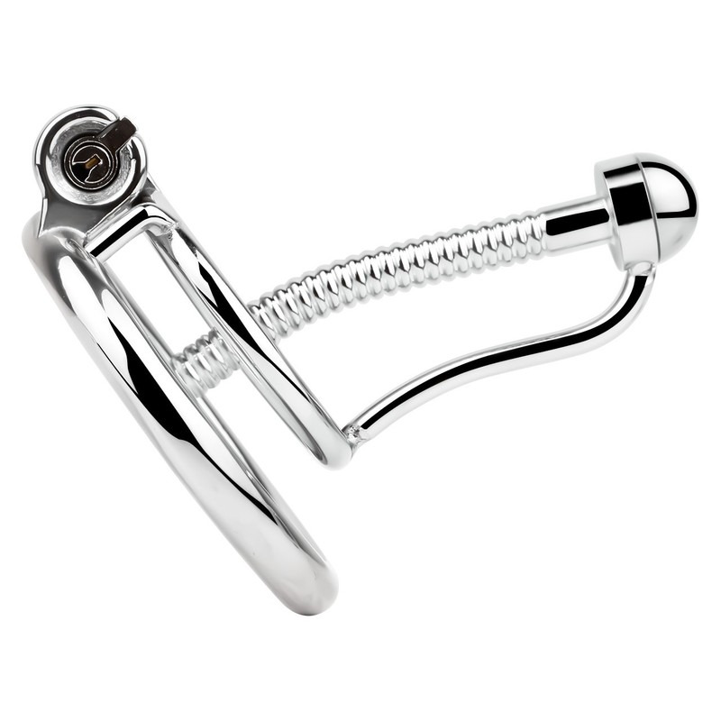 FRRK Male Chastity Device With Locking Urethral Rod And Non-Slip Ring Penis Cage
