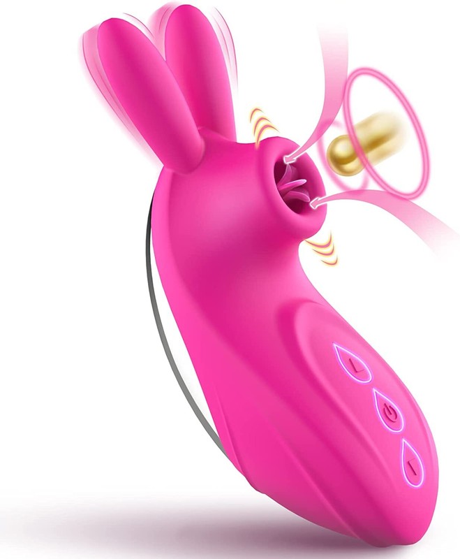 Adult Sex Toys Vibrator for Women – 2in1 Vibrating & Licking Tongue (Pink)