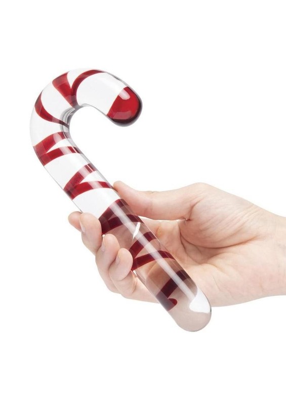 Icicles No 59 Candy Cane Glass Massager Dildo Sex Toy Hypoallergenic Clear/Red gallery