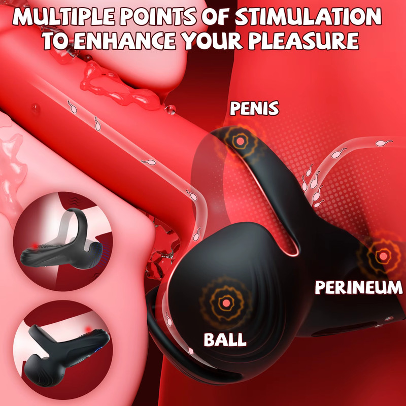 Vibrating Cock Ring Penis Ring for Men Ejaculation Delay Testicle Stimulation C
