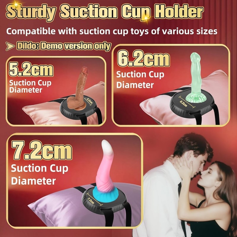 Suction Cup Dildo Mount, Two Adjustable Straps for attaching to a Pillow or Furn gallery