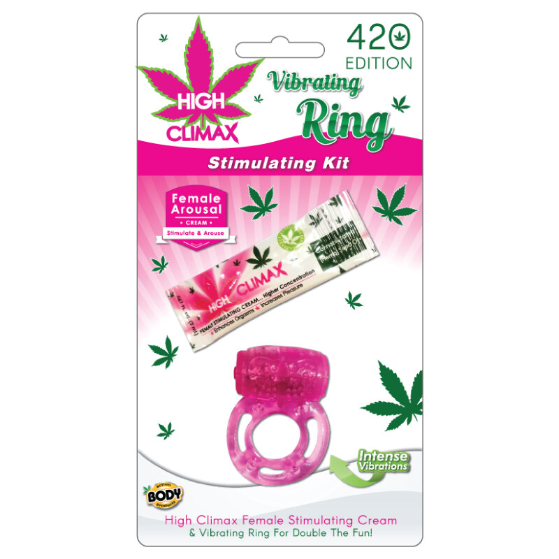 High Climax Vibrating Ring Sex Toy Kit with Female Arousal Stimulating Cream
