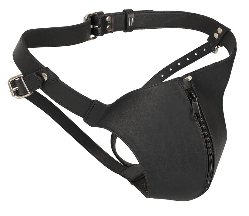 ZADO Leather Bondage Thong Men Chastity Fetish Jock String Lock Chastity Men gallery