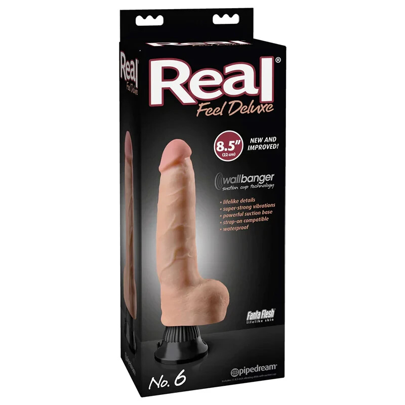 Pipedream Real Feel Deluxe No. 6 Realistic 8.5 in. Vibrating Dildo With Balls