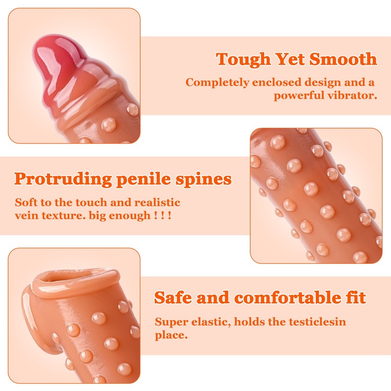 Male Vibrator Cock Girth Enlarger Enhancer Penis Extension Extender Sleeve Men gallery