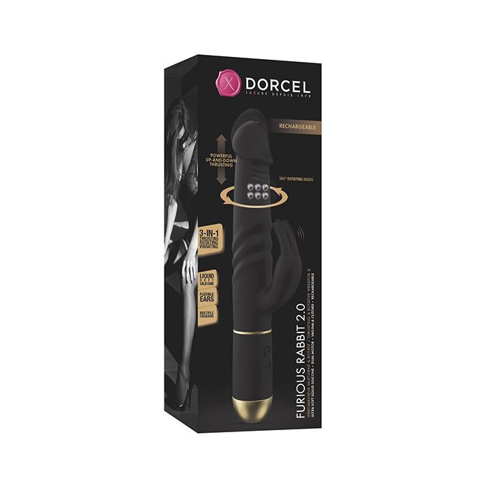 Dorcel Thrusting &amp Spinning Furious Rabbit 2.0 Waterproof Smooth – Black