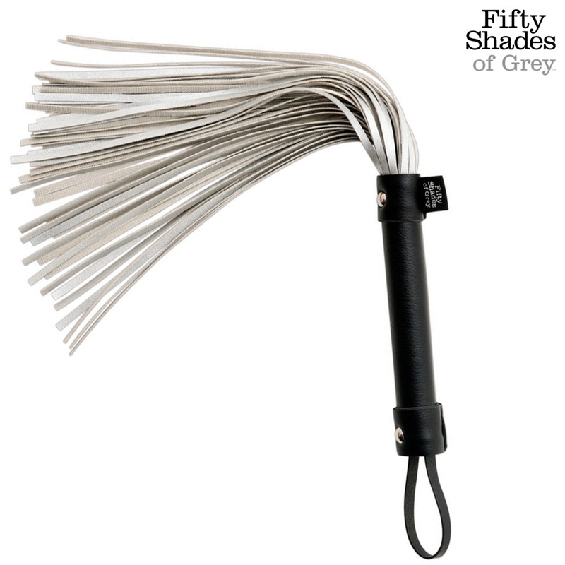 Please Sir Satin Whip Soft Grey Straps and Black Handle with BDSM Loop