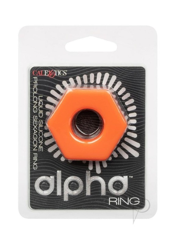 Alpha Liquid Silicone Prolong Sexagon Cock Ring – Orange