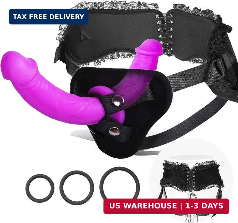 Strap On Dildo Women Sex Toys – Double Dildo Long Anal Strapon Dildos with Harne