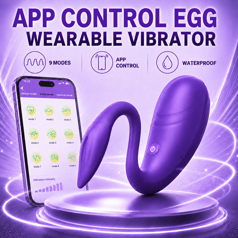 Purple App Control Egg Vibrator Wearable Adult Toy 9 Modes USB Waterproof