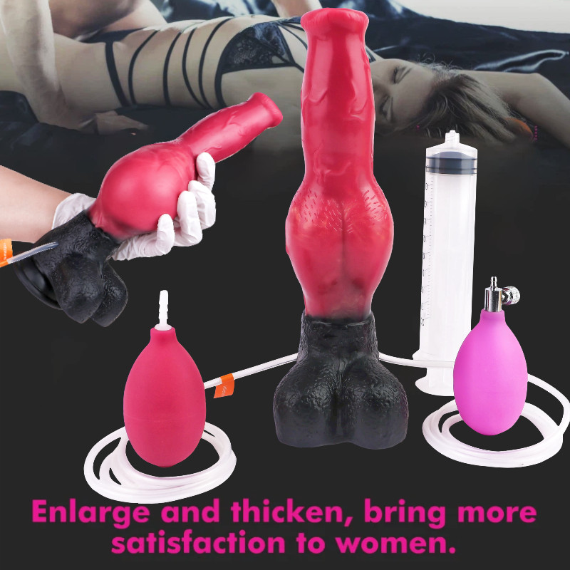 Big Knot Dildo Anal Vaginal Inflatable&Squirting Penis Stimulator Suction Cup