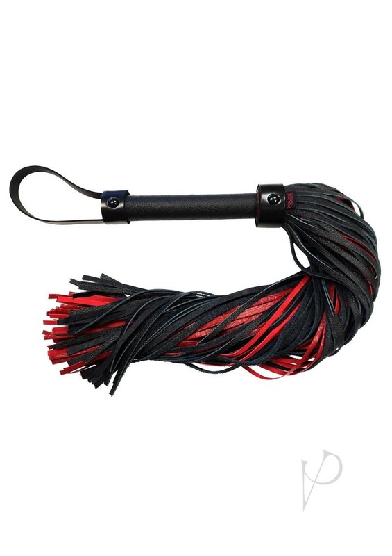 Rouge Anaconda Leather Flogger with Cuff – Black and Burgundy