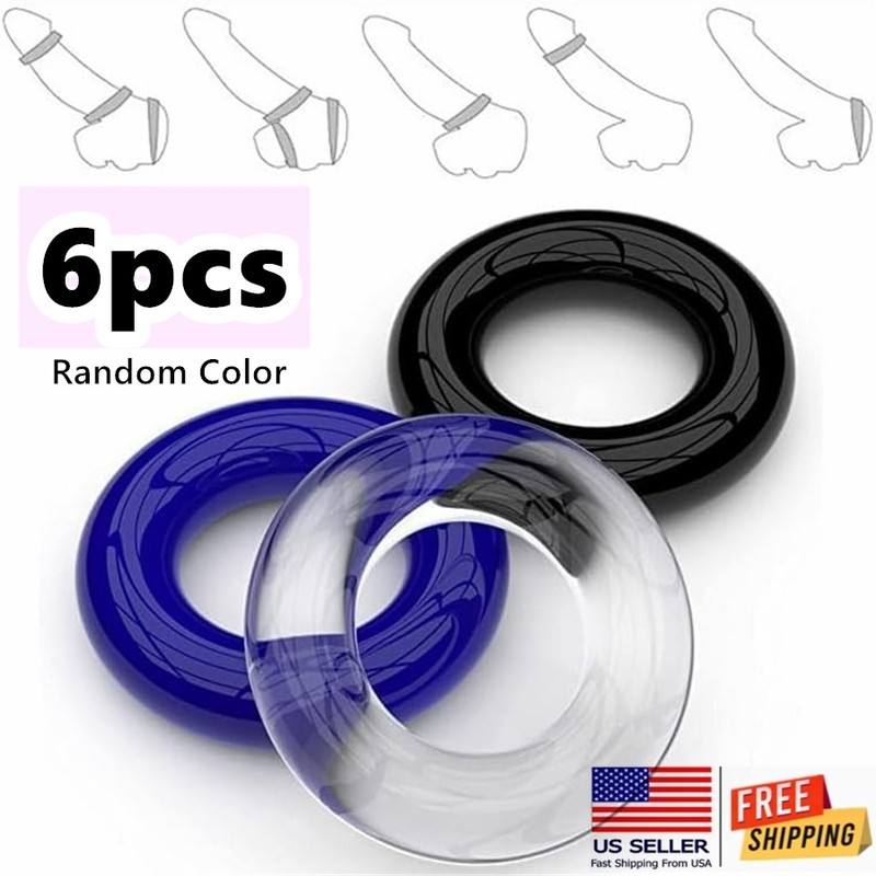 6Pcs Cock Ring Super Stretchy Strong Stay Harder Penis Rings for Men ED Solution