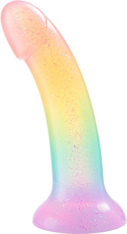 7 Inch Realistic Dildo for Beginners,Rainbow Silicone Sex Toy for Vaginal Anal P