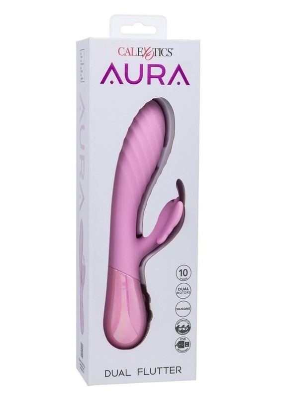 Aura Dual Flutter Rechargeable Silicone Rabbit Vibrator – Pink
