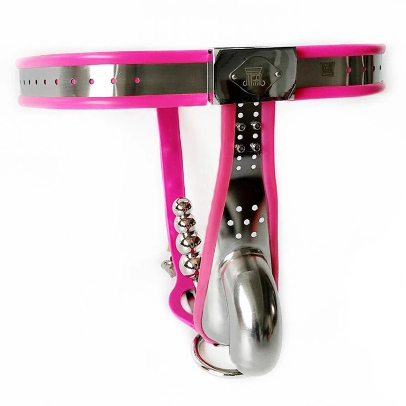 Male Stainless Steel Chastity Belt Adjustable Device BDSM Penis Cage Beads Plug gallery