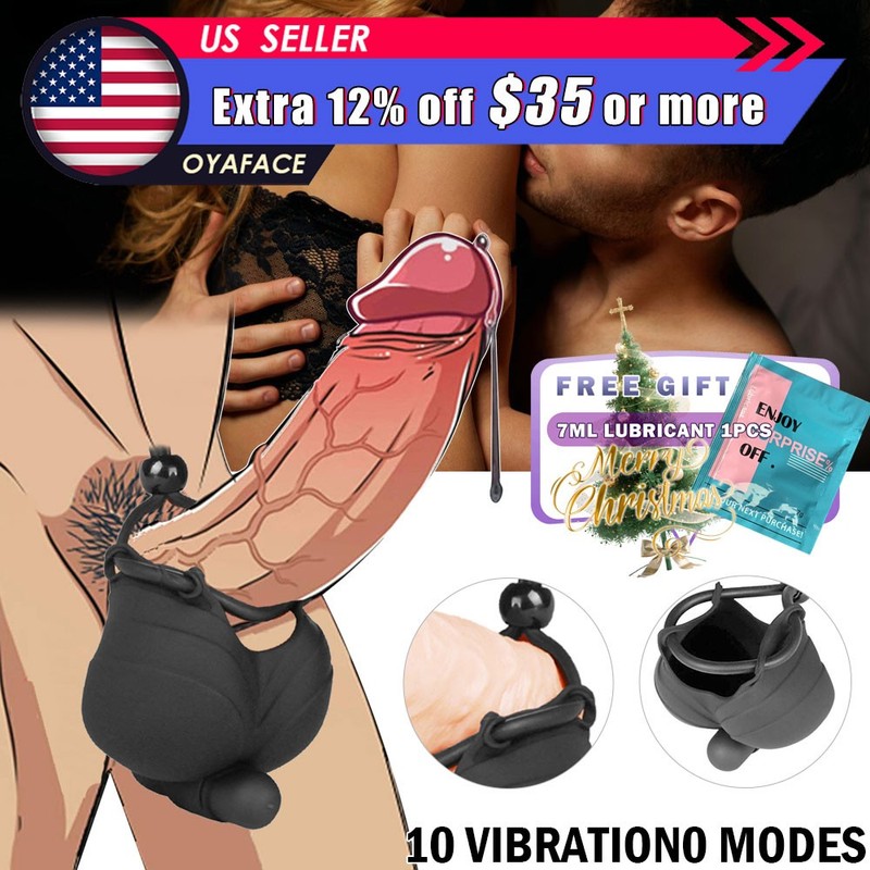 Vibrating-Male-Penis-Ring-Testicle-Massager-Scrotum-Bag-Ball Stretcher-Enhancer