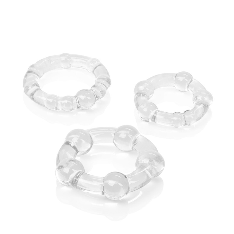 Cal Exotics Island Cock Beaded Rings Clear 3PK - Men Penis Erection Enhancer gallery