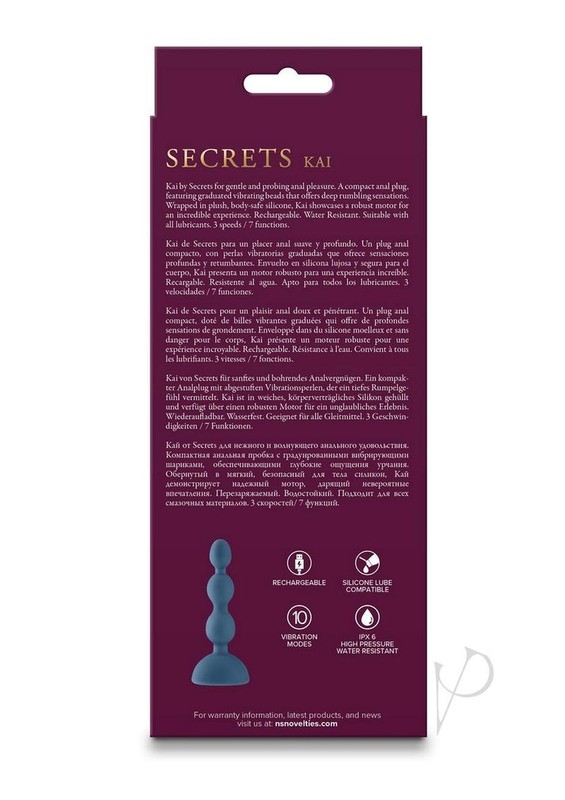 Secrets Kai Rechargeable Silicone Anal Plug - Teal gallery