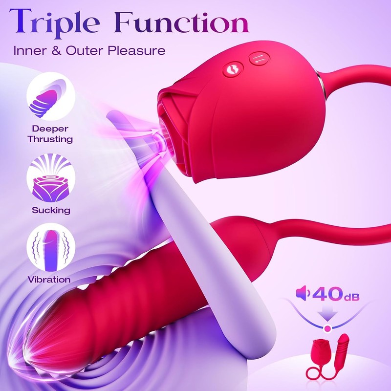 Vibrator Dildo Sex Toys for Women - MOOLIGIRL Rose Sex Toy with Thrusting G Spot gallery