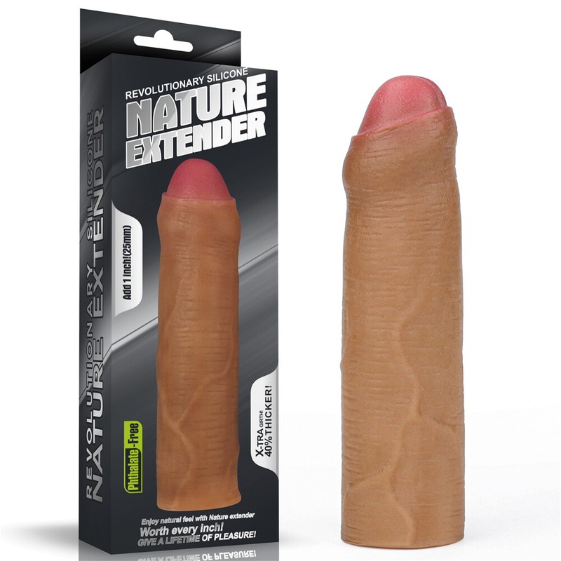 Lovetoy Extra 1&Prime; Nature Penis Extender Sleeve Reusable Condom 40%, Uncircumcised