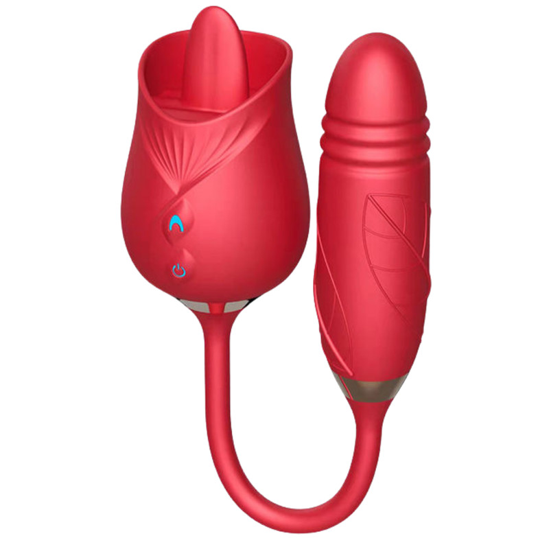 Rose Licker Thruster Dual Motor 2-in-1 Rechargeable Waterproof Silicone Vibrator