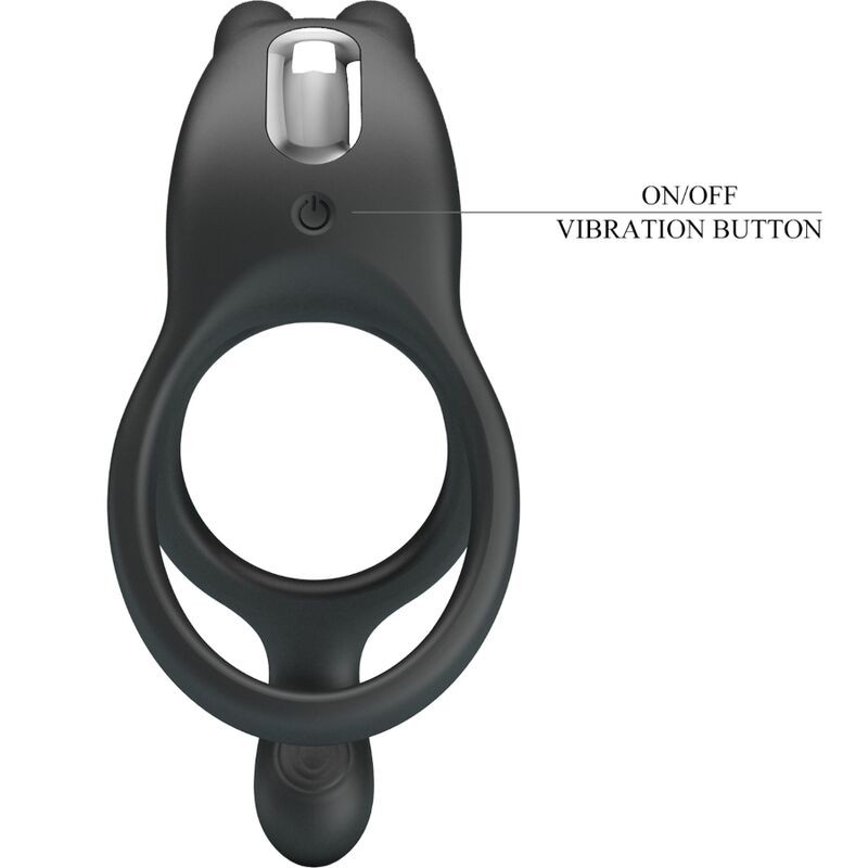 Pretty Love Seth - Black Rabbit Vibrating Double Phallic Ring gallery