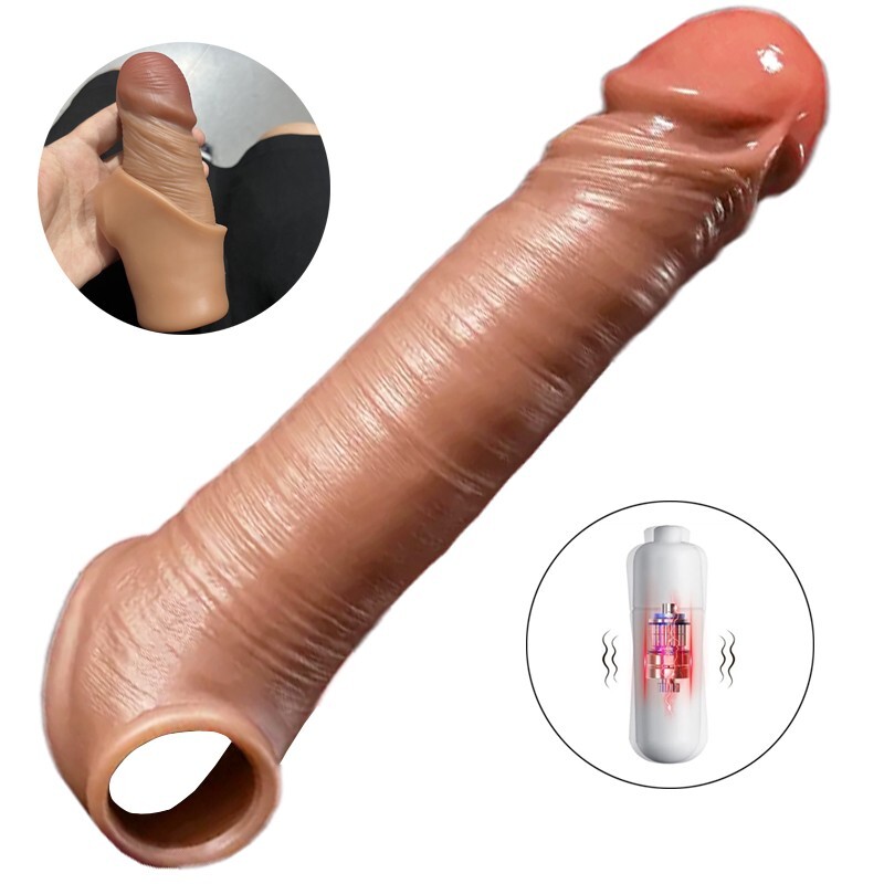 8&Prime;Realistic Extra Long Male Penis Extension Sleeve Extender Lifelike Cock Sheath