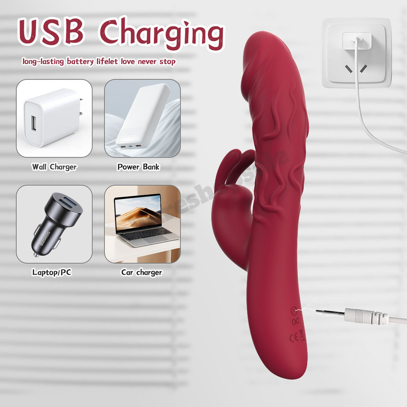 Rechargeable Silicone Rabbit Vibrator Dildo G-spot Massager Sex Toy For Women gallery