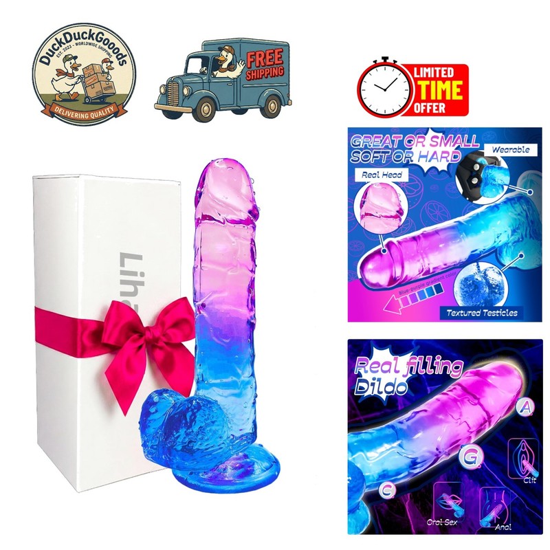 Hand-Free Play: 7.8 Inch Purple-Blue Silicone Dildo with Powerful Suction Cup