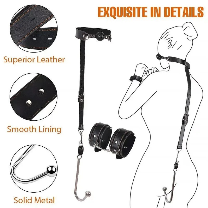 Stainless Steel Anal Butt Plug Hook Bondage Sex Toys Fetish Slave Handcuffs BDSM gallery