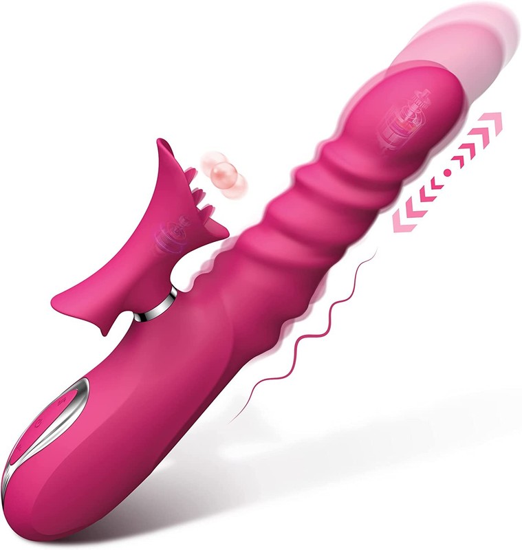Thrusting Rabbit Vibrator 10&Prime; Clitoral G Spot Vibrator with 7Independent Licking