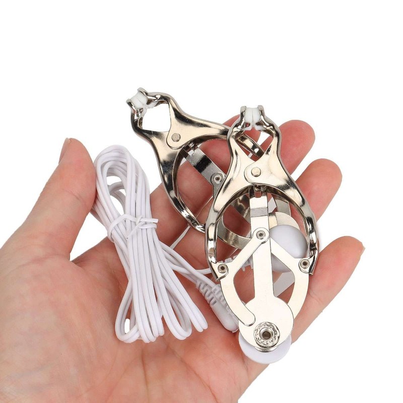 Adult Women Shock Nipple Clamps Electric Breast Clip Clit Clamp SM BDSM Toy NEW gallery