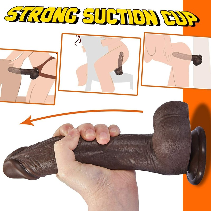 Brown Silicone Realistic Dildo Skin Feeling Soft Huge Big Dick Penis Sex Toy gallery