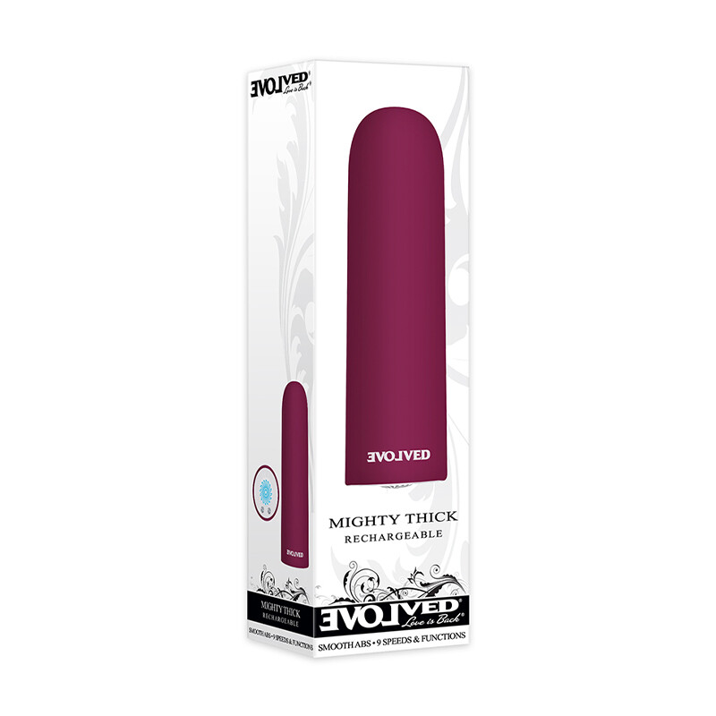 Evolved Mighty Thick Bullet Vibrator Sex Toy multi-speed Rechargeable Burgundy