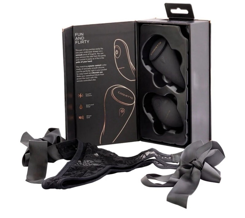 Coquette The Secret Panty Vibrator w/ Panty Pocket Pleasure Toy Black