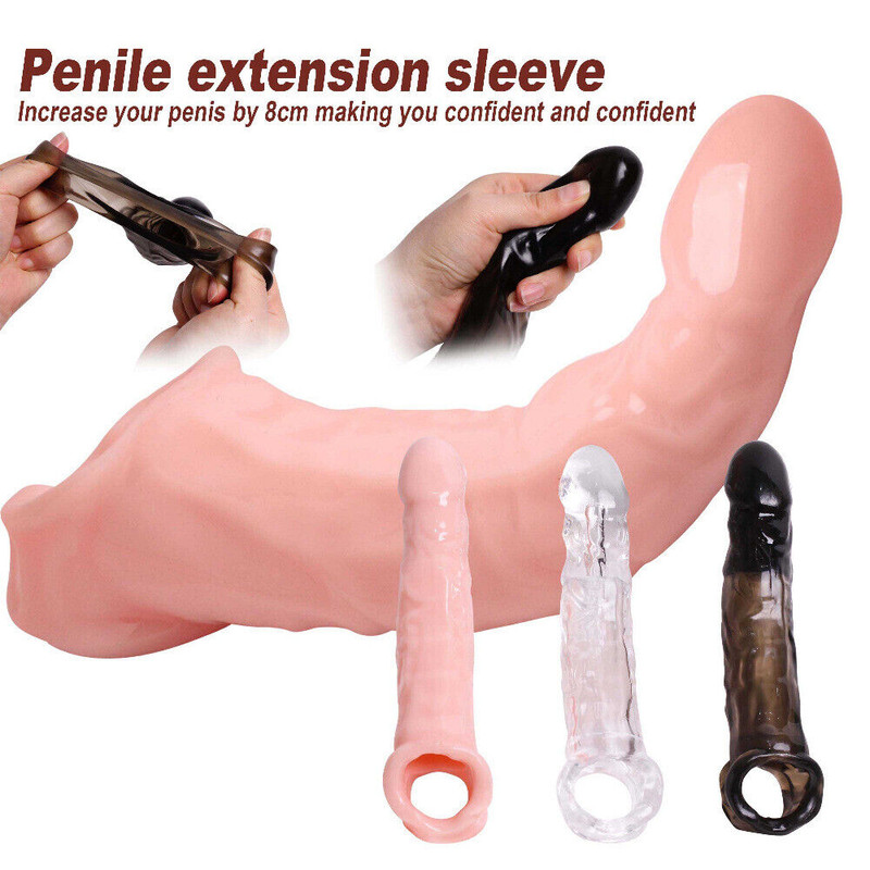 Penis Enlarger Sheath Male Penis Sleeve Girth Reusable Condoms-Extender-Enhancer gallery