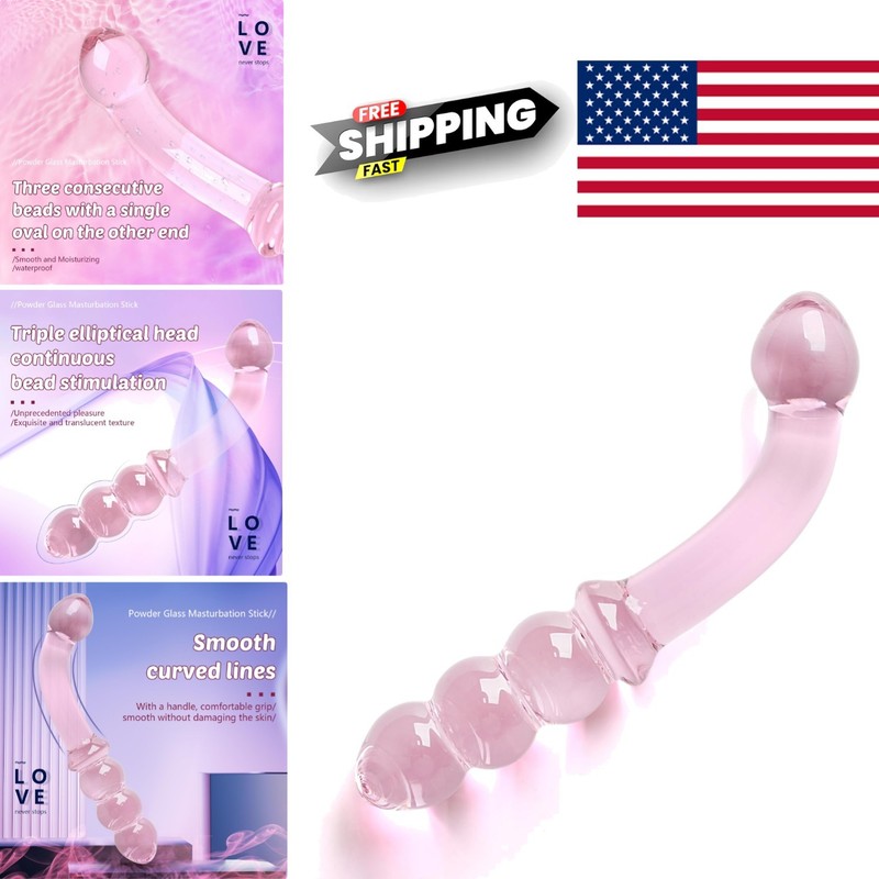 Crystal Anal Butt Plug with Bead Design for Enhanced Sexual Pleasure Pink Glass