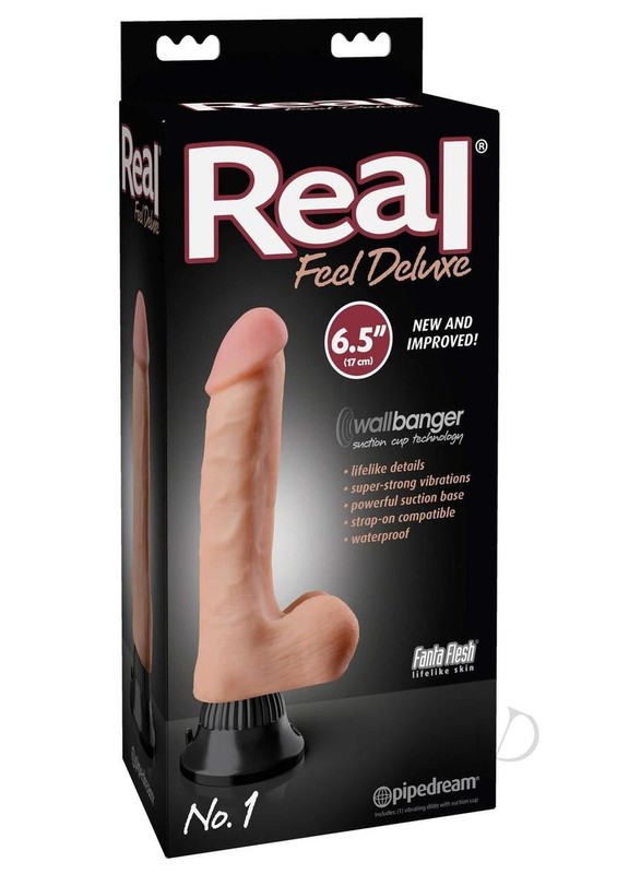 Real Feel Deluxe No. 1 Wallbanger Vibrating Dildo with Balls 6.5in – Vanilla